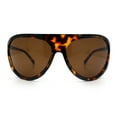 thumbnail image 6 of Super Oversized Wrap Around Curved Goggle Style Round Racer Sunglasses Tortoise - Brown, 6 of 8