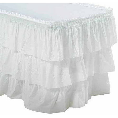 3-Tier Ruffled Table Skirt, White