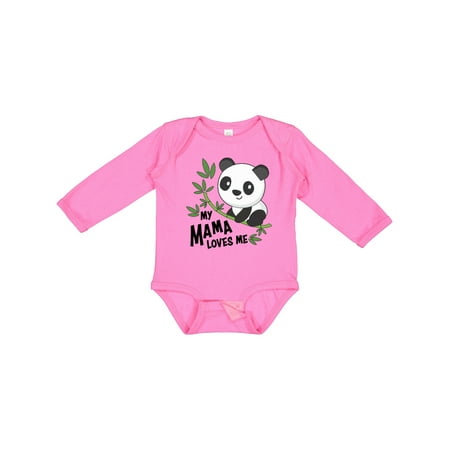 

Inktastic My Mama Loves Me- Cute Panda Gift Baby Boy or Baby Girl Long Sleeve Bodysuit