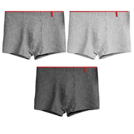 

3Pcs/Lot Men Cotton Underwear Men s Yarn Dyed Stripe High Elastic Male Boxer Underpant Head Youth Middle-Aged Boxers Underpants