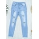 thumbnail image 1 of ABPHQTO Vaqueros rasgados lavados azul claro de mujer, 1 of 5