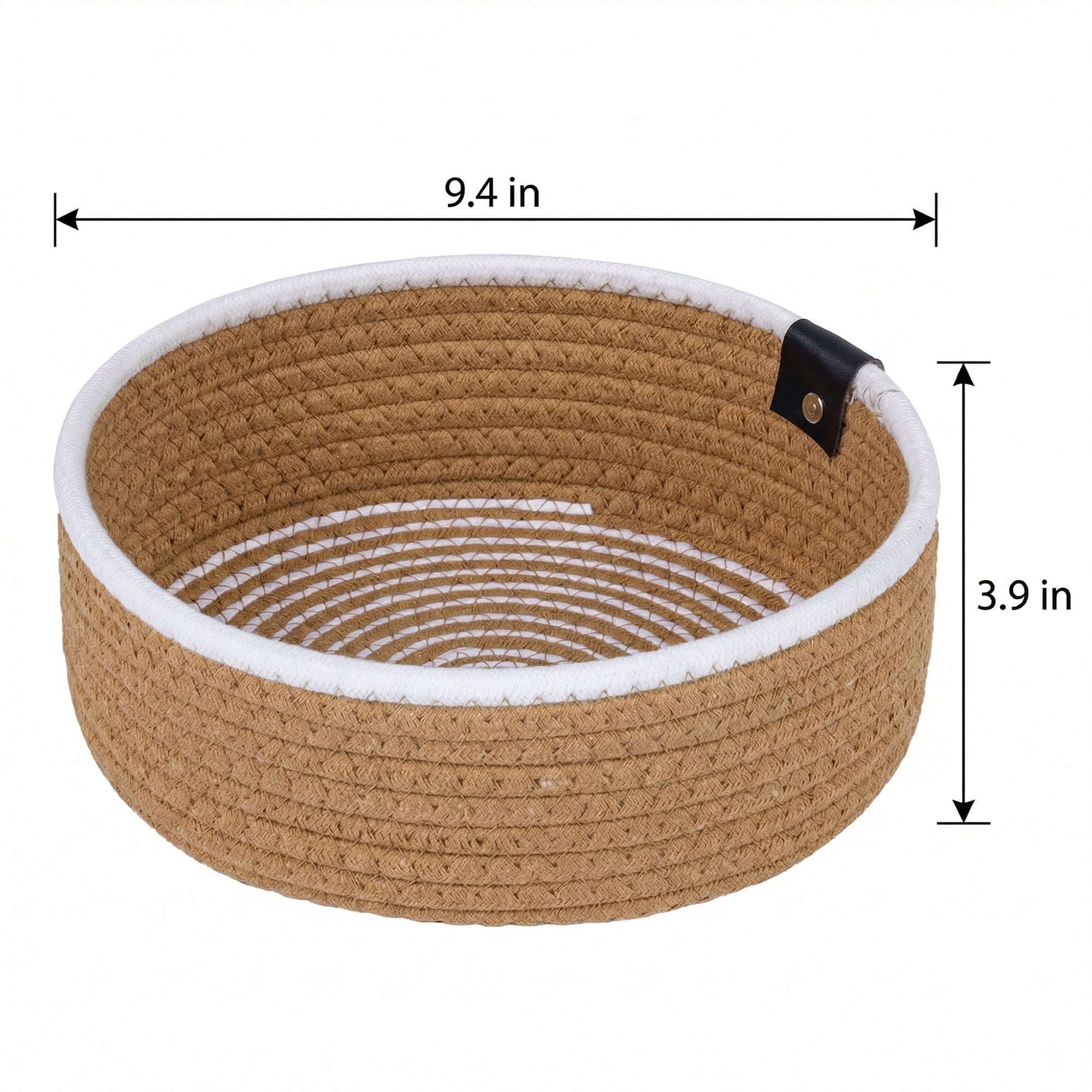 Unique Bargains Woven Storage Basket for Key Tray Bowl Khaki 9.4*9.4*3.9in