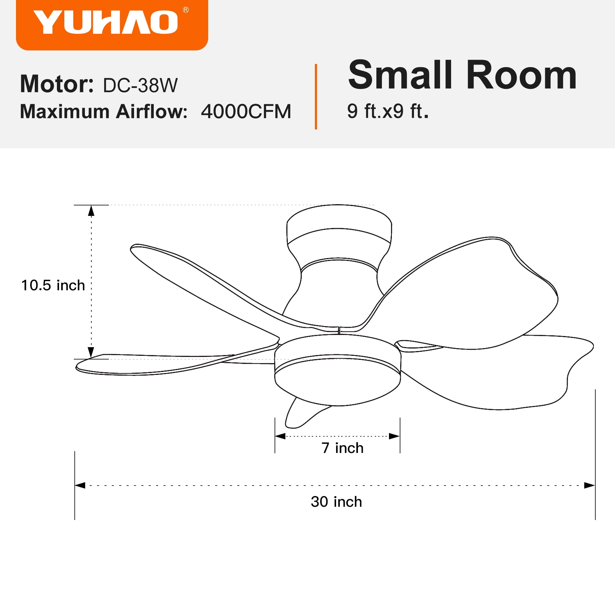 30 inch Flush Mount Ceiling Fan with Light, Modern White DC Motor Remote Control