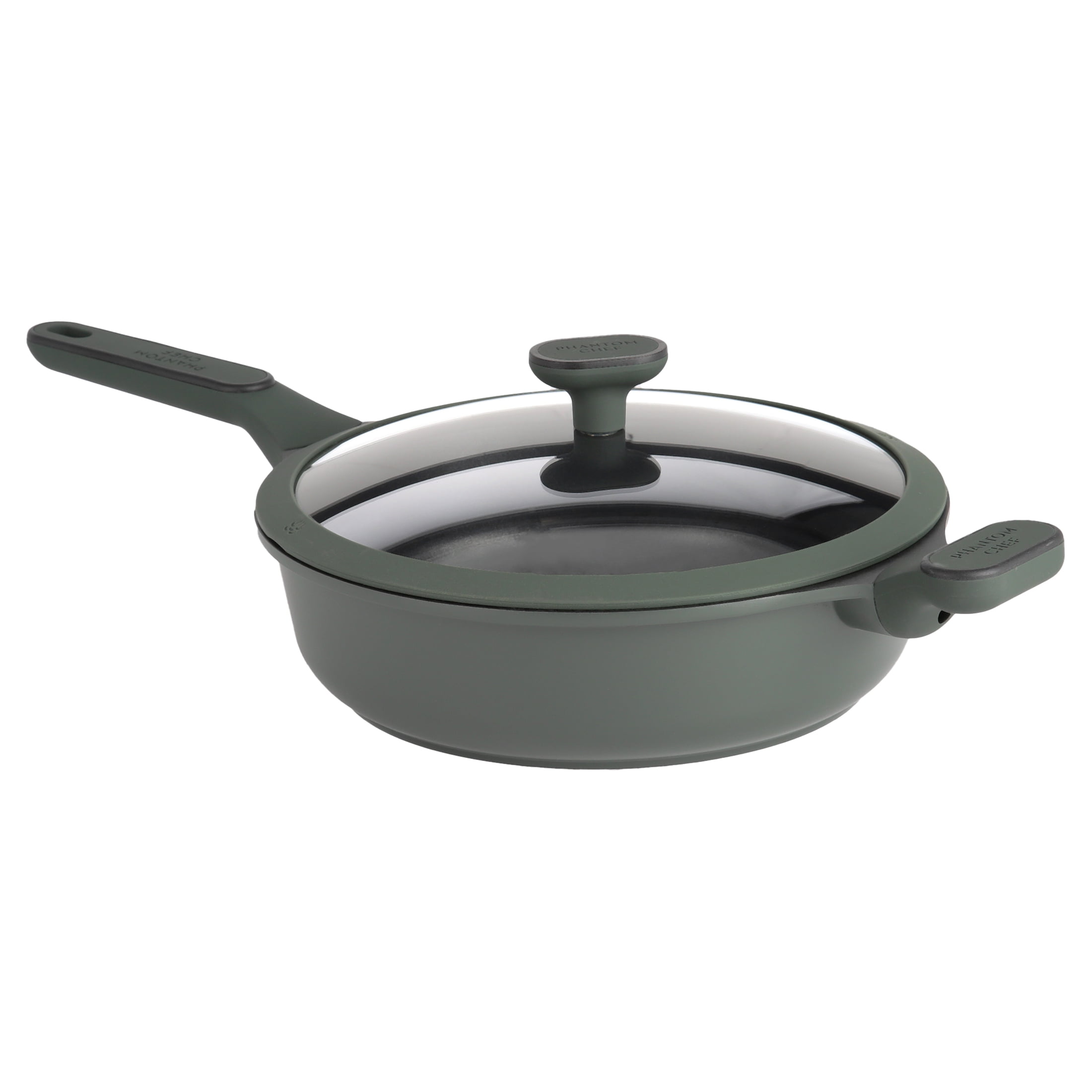 Phantom Chef 10-in Green Non-Stick Aluminum Cooking Pan with Wood Handle -  Induction Compatible in the Cooking Pans & Skillets department at