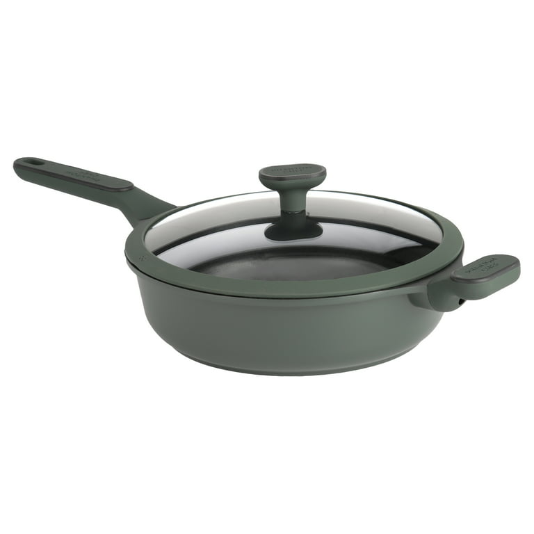 Phantom Chef 11 - inch Deep Frypan with Lid Cast Aluminum - Green - Midnight Collection