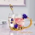 thumbnail image 2 of Specollect 1 Pcs Enamel Flower Lead-Free Glass Coffee Mug with Spoon, Elegant Rose Design, Safe Tea Cup for Women, I Valentines Day Christmas Gifts 320ml, 2 of 9