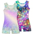 thumbnail image 2 of Aridak 2 Pack Gymnastics Leotards for Girls Sparkly Toddler Biketards with Shorts Kids Unitard Dance Sportswear 3-10T, 2 of 3