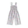 thumbnail image 2 of Musuos Kid Girl Summer Casual Jumpsuit 6M 12M 18M 24M 3Y 4Y Floral Print Sleeveless Wide Leg Romper Pants Toddler Cute Clothes, 2 of 10