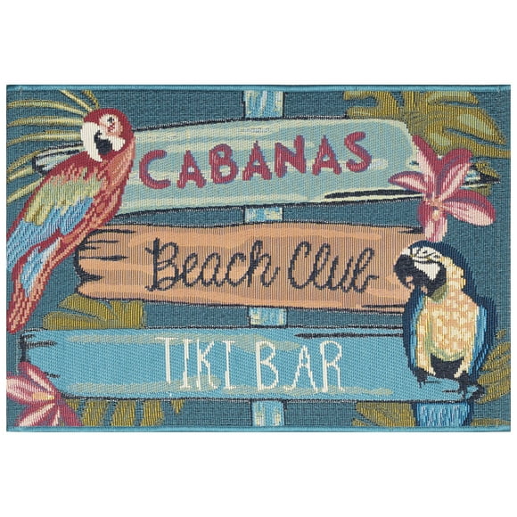 Liora Manne ESENCIA Indoor/Outdoor Power Loomed Latex Back Non Slip Mat - Transitional Whimsical Beach Colorful (Summer Signs Multi) (2' x 2'10"")