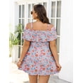 thumbnail image 5 of a.Jesdani Women Plus Size One piece Swimsuits Tummy Control Two Piece Bathing Suit Off Shoulder Ruffled Flounce Swimdress with Shorts Pink 2X, 5 of 12