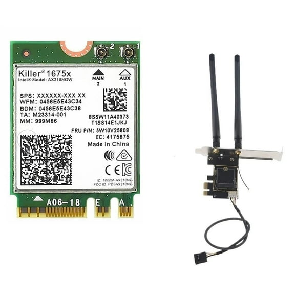 AX1675x Killer Series Desktop Wi-Fi 6E Kit | 2.4 Gbps | Bluetooth 5.3 Support | PCIe x4 | Tri Band 2.4/5/6 GHz No vPro AX210.NGWG.NVX