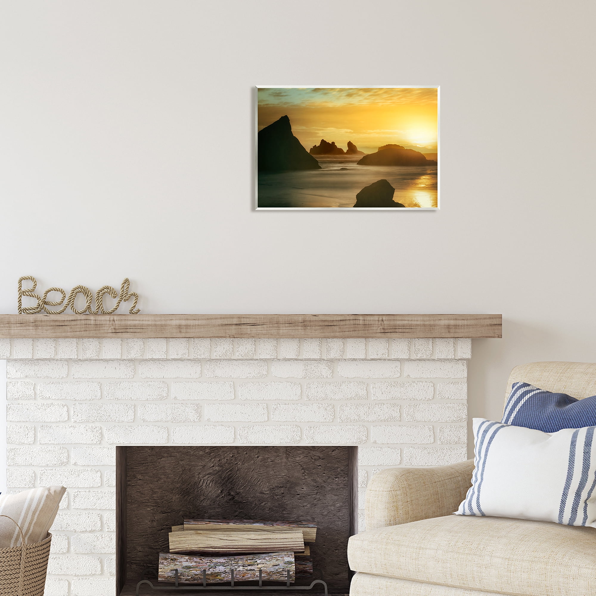 Stupell Industries Sea Stacks at Sunset Nature Photography Unframed Art Print Wall Art, 19 x 13