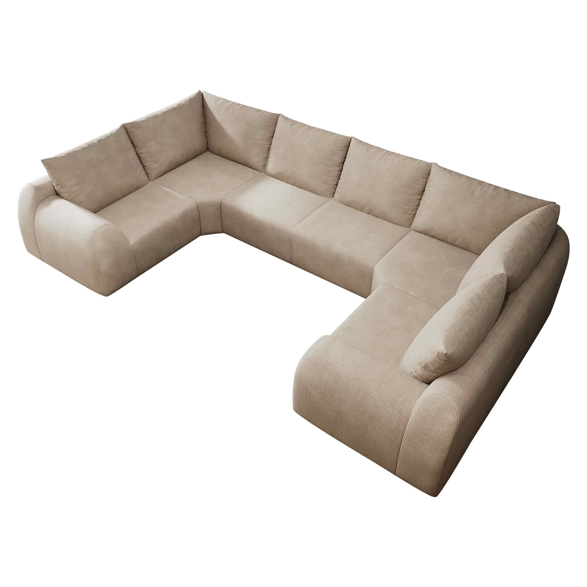 MAYEERTY 135.5 Inch 6-Seat U Shape Cloud Modular Sectional Sofa, Vacuum Compressed Chenille Fabric Couch, No Assembly Needed for Living Room