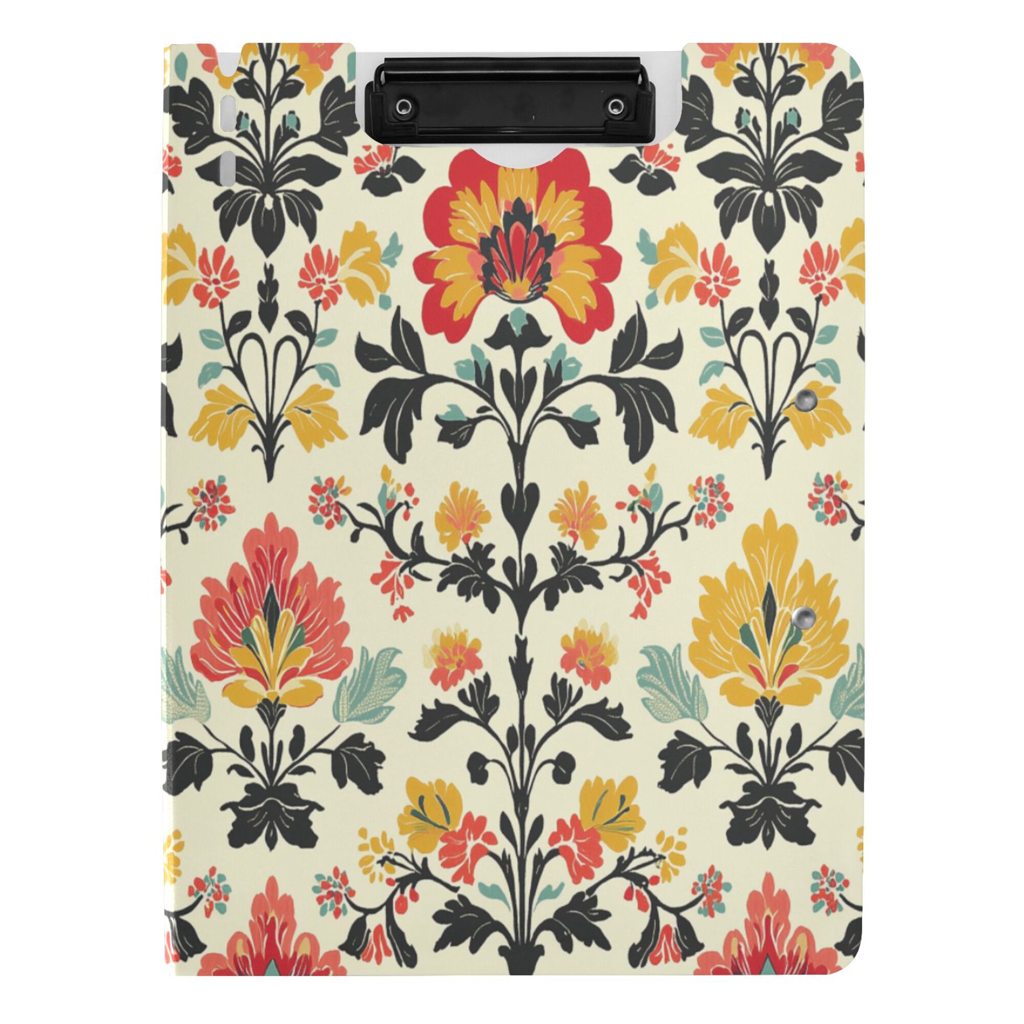 FORMRS A4 Clipboard Folder with Pen Holder Horizontal Foldable School Office Binder, Beige Floral
