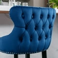 thumbnail image 6 of MIKIBAMA Blue Velvet Upholstered Barstools with Button Tufted Wooden Legs, Set of 2, 6 of 10