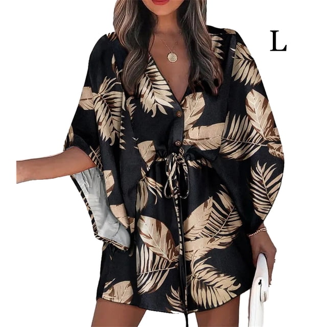 Baohd Robes à Lacets pour Femmes Été Jupe Courte Sexy Élégante Décontractée Mini Robe de Soirée Plage Maison Travail Type1 Type5 L