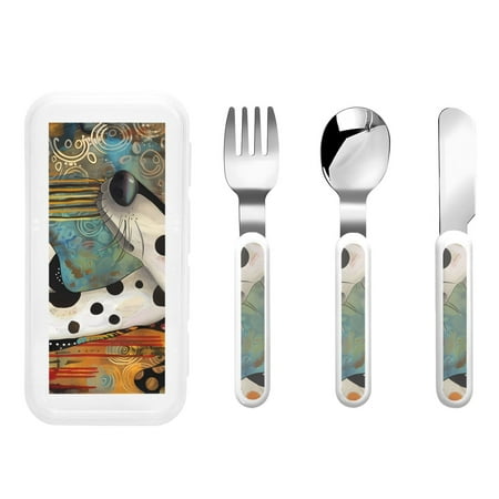 

Matuu Abstract Dalmatian Art for Stainless Steel Kids Cutlery and Toddler Flatware Kids Utensil Set includes Knives Forks Spoons Ideal for Home and Preschools