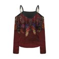 thumbnail image 4 of USSUMA Ladies Tops Western Aztec Printed Womens Blouses and Top Dressy Long Sleeve V Neck Sexy Cold Shoulder Blouses for Women, 4 of 4