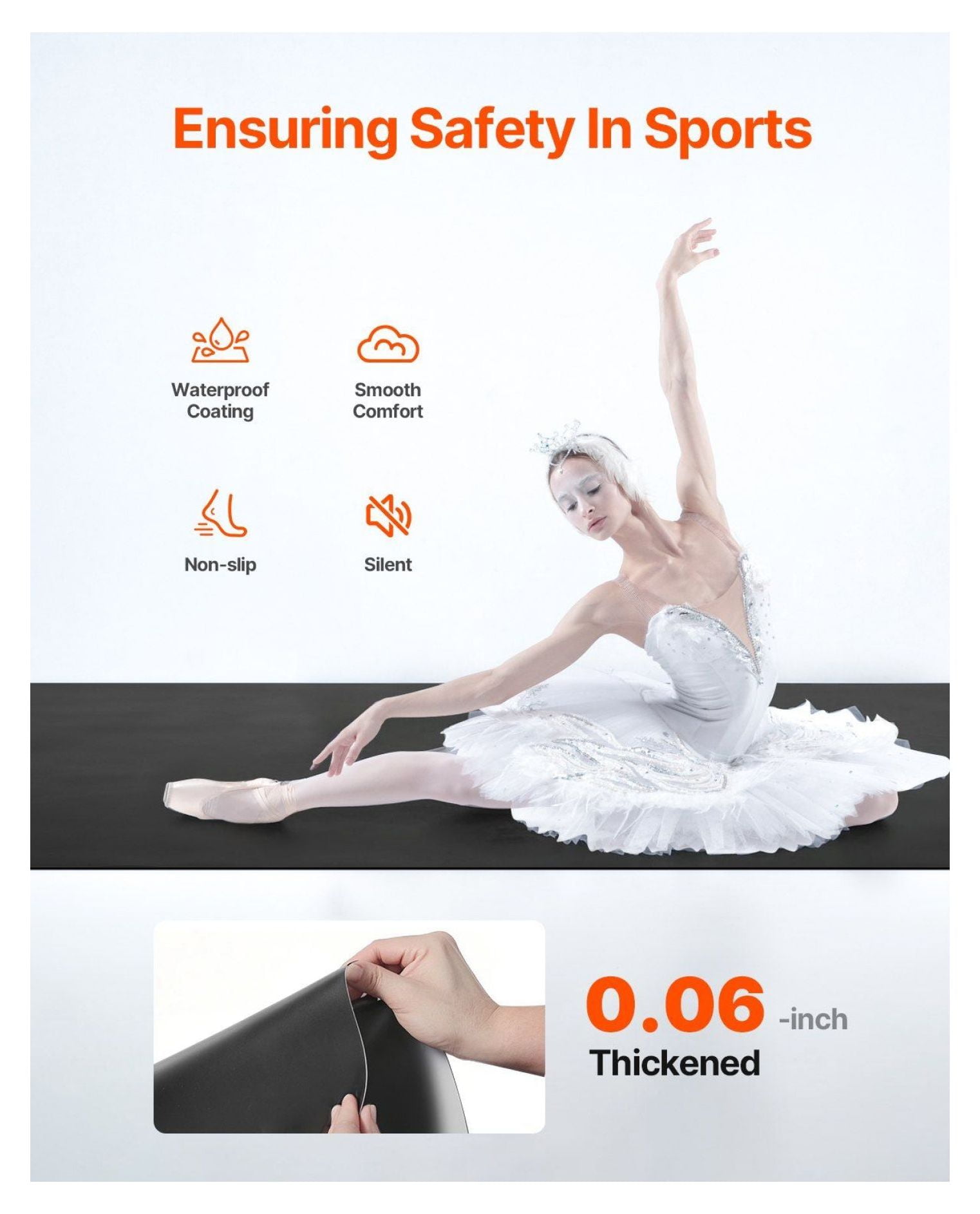 Wide PVC Yoga and Pilates Mat 6.6ft x 3ft – Protective Gym Flooring Set for Fitness Equipment & Workouts