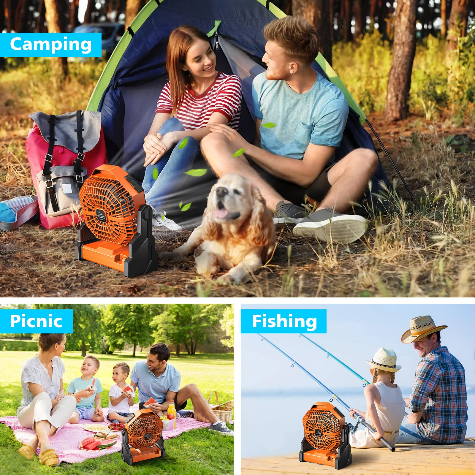Number-one Camping Fan Rechargeable Portable Personal Fan 3 Speed, 2 lb