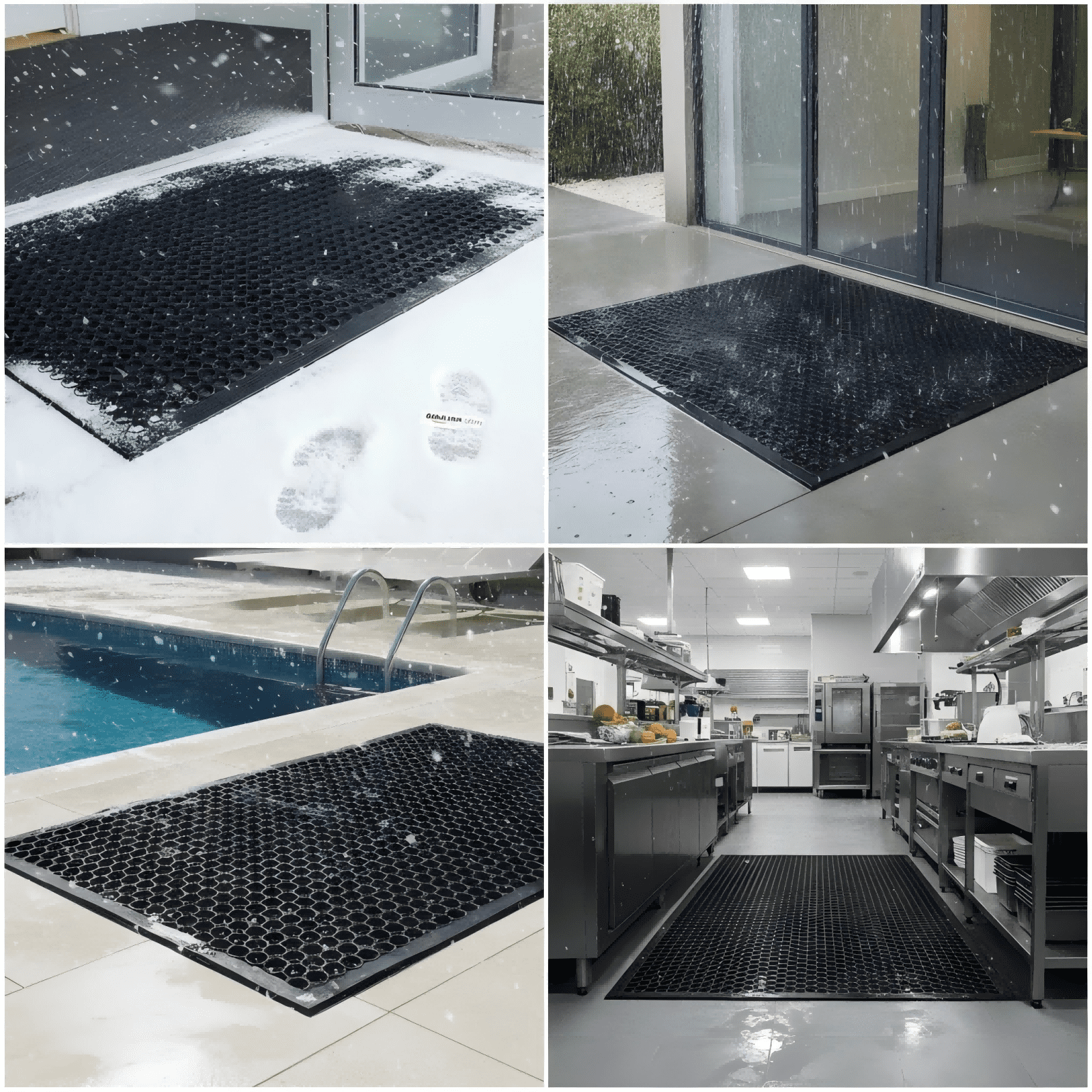 Tenozek Large Rubber Doormat for Outdoor - 60 x 35 inch Heavy Duty Outdoor Drainage Mats with Holes - Waterproof Non Slip Floor Mat for Door, Commercial Kitchen, Pool, Restaurant, Entrance