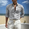 thumbnail image 1 of Ceisia Men's Slim Fit Long Sleeve Striped Button-Down Shirt Casual Summer Beach Top Black L Gifts, 1 of 5
