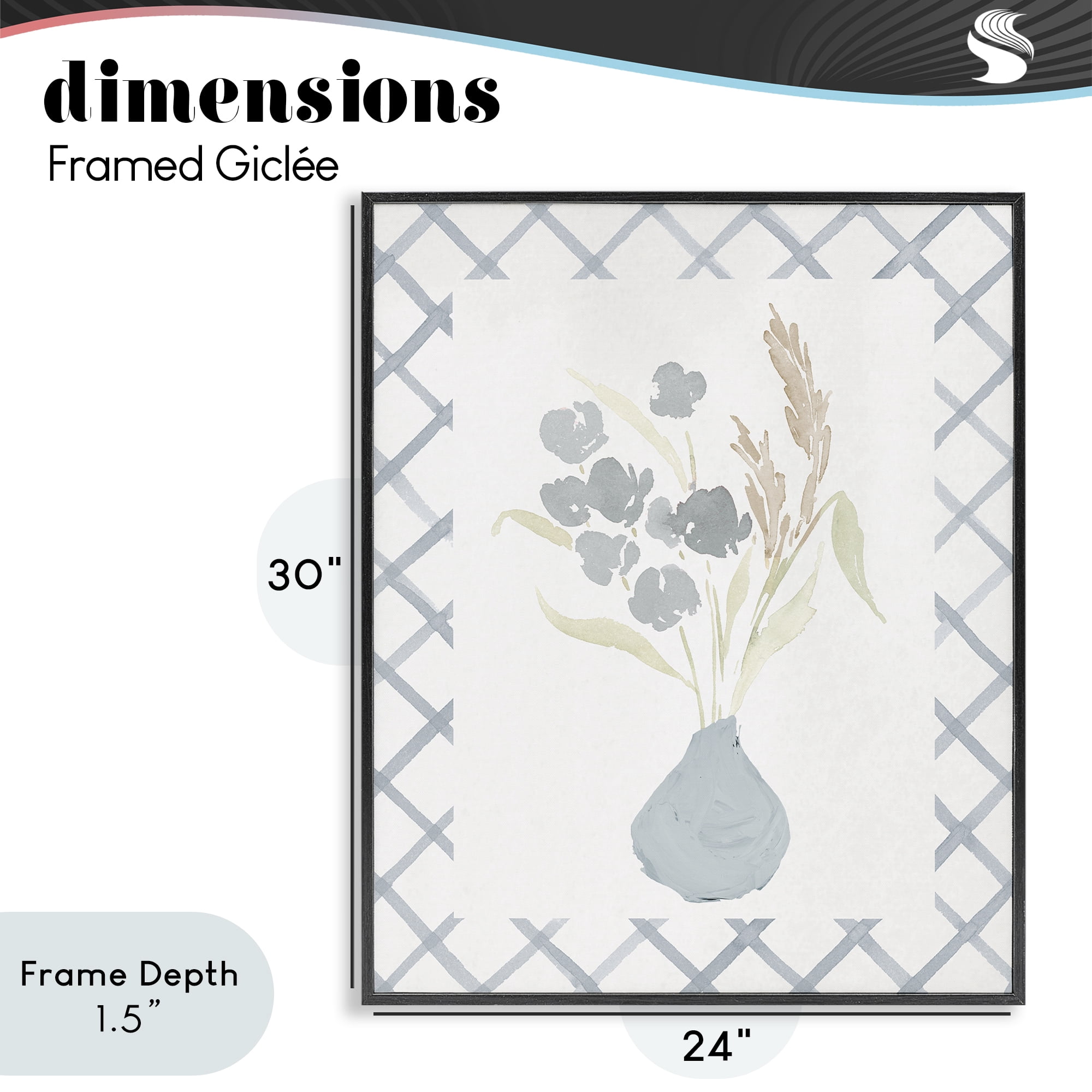 Stupell Industries Muted Blue Anna Bouquet Black Framed Giclee Art, design by Lucille Price