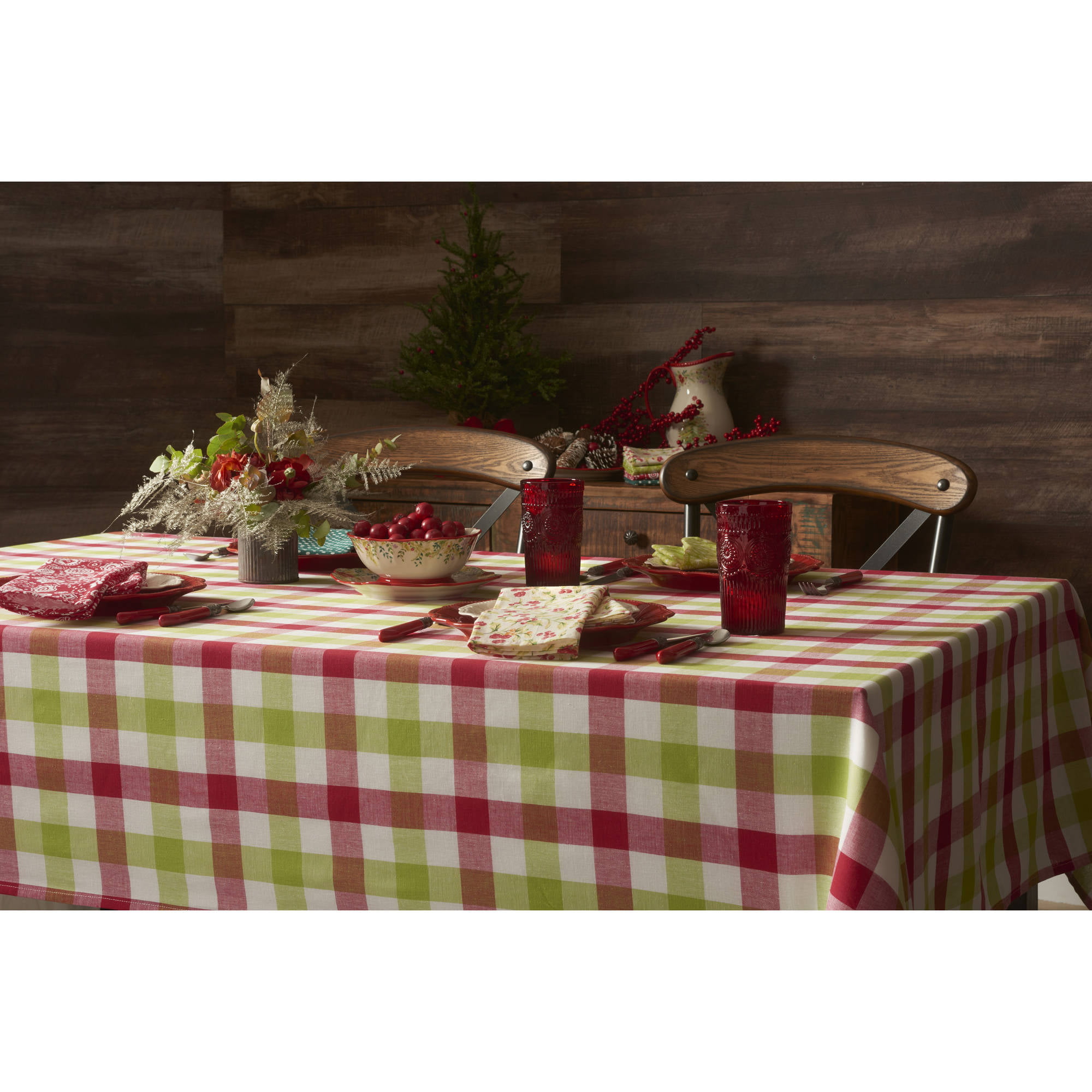 The Pioneer Woman Holiday Charming Check Tablecloth, 60" x 120" - Walmart.com