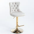 thumbnail image 4 of Velvet Swivel Barstools, Counter Height Dining Chairs with Adjustable Seat Height and Tufted Back, Upholstered Bar Chairs with Nailhead Trim for Home Pub and Kitchen Island, Set of 2, Beige, 4 of 7