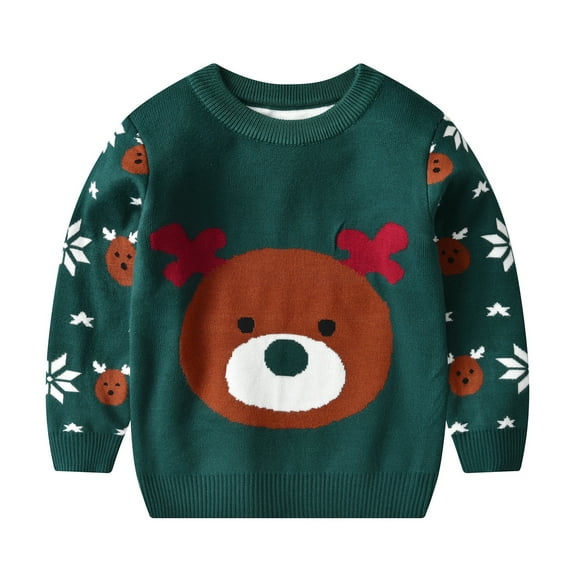 Odeerbi Toddler Boys Girls Christmas Sweater Children's Knit Sweater Jumper Winter Warm 2025 Long Sleeve Christmas Coat Green 4-5 Years