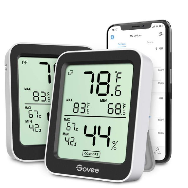 Higrómetro termómetro Govee Bluetooth H5075 negro, paquete de 2