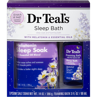 Dr Teal's Melatonin Sleep Soak Epsom Salt Solution and Foaming Bath Gift Set