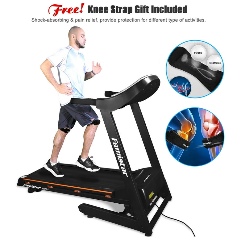 Famistar 3.25HP Folding Electric Treadmill Up to 15 Automatic Incline Treadmill Easy Assembly Running Machine with 5 Backlit Display 12 Preset