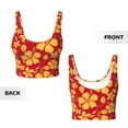 thumbnail image 5 of Haiem Red Vintage Flowers Pattern Womens Sports Bra - U Neck Padded Low Impact Yoga Bra Workout Crop Top Gym Moisture-Wicking Workout Vest -Small, 5 of 9