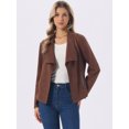 thumbnail image 4 of DARING DIVA Women's Faux Suede Long Sleeve Open Front Cropped Coat M Coffee, 4 of 7