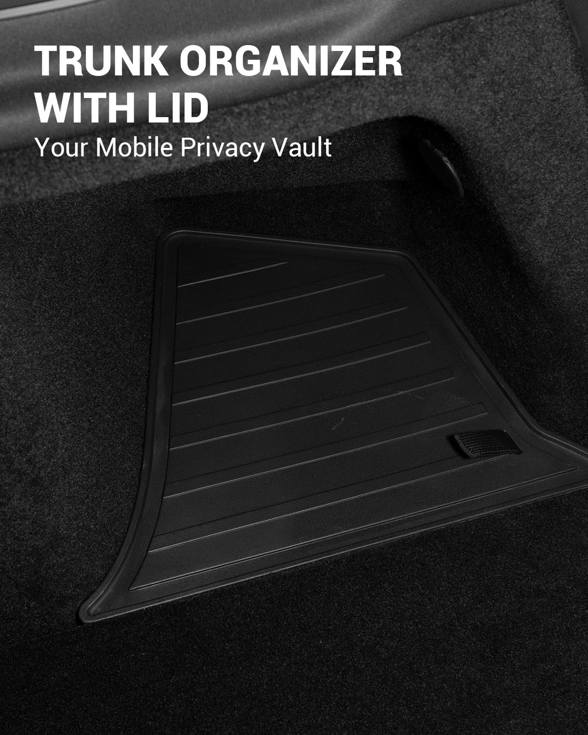 2025 2026 Tesla Model Y Juniper Trunk Organizer Trunk Storage Bins with TPE Lid Waterproof Rear Trunk Side Storage box Model Y Juniper (Standard, Premium & Performance 2025/2026) Accessories