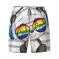 thumbnail image 4 of Lsque Mens Swim Trunks Panda with Sun glasses Pattern - Bathing Suit Compression Liner - Beach Swim Shorts Swimwear - (S-3XL) - Stretch Quick Dry -Medium, 4 of 9