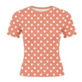 thumbnail image 4 of Tsesme Women’s Polka Dot Short T-shirt Summer Round Neck Short Sleeve Tops Fashion Slim Tees, 4 of 8