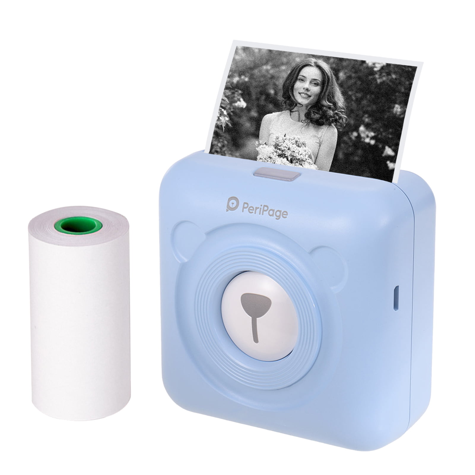 for All Smartphone Bluetooth Wireless Portable Printer Black-White Notes Picture Memo Receipt Thermal Instant Label Maker with 5 Printing Paper Mini Printer Photo Printer Blue 