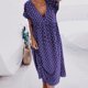 thumbnail image 1 of Printed Short Sleeve Dress Fashion Loose Mid-Length Dress Elegant V-Neck Home Wear Dresses Women's Casual Street Summer VestidoM Gao Jinjia LED, 1 of 2