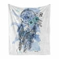 thumbnail image 1 of Bohemian Soft Flannel Fleece Throw Blanket, Watercolor Style Dream Catcher Feathers and Butterflies, Cozy Plush for Indoor and Outdoor Use, 50" x 60", Pale Ceil Blue Aqua, by Ambesonne, 1 of 5