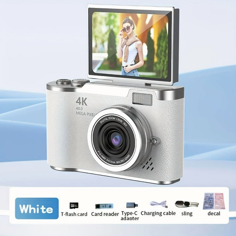 4K HD Digital Camera with 2.4-inch Flip Screen, Professional