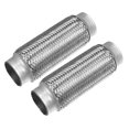 thumbnail image 1 of 2uds Coche Escape Flexible Tuber?a Tubo Escape Junta Plateado Tono 2"x8" Unique Bargains tubos de escape automotrices, 1 of 6