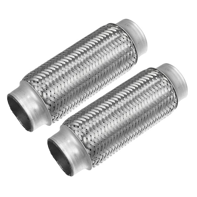2uds Coche Escape Flexible Tuber?a Tubo Escape Junta Plateado Tono 2"x8" Unique Bargains tubos de escape automotrices