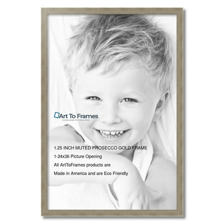 ArtToFrames 24x36 Inch Muted Prosecco Gold Picture Frame, This Gold MDF Poster Frame is Great for Your Art or Photos, Comes with 060 Plexi Glass (4673)