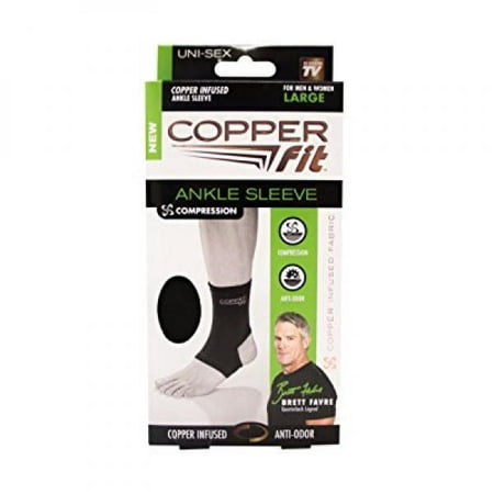 Copper Fit Original Recovery Ankle Sleeve, Black with Copper Trim,