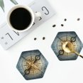 thumbnail image 4 of Disketp Vintage Compass Funny Coasters,4 Pcs Leather Coasters with Holder, Perfect Housewarming Hostess Gifts,Protect Furniture from Water Marks Scratch and Damage-Hexagon, 4 of 6