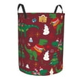 thumbnail image 2 of Balery Dinosaur Christmas Happy New Year Round Laundry Basket with Handles Waterproof Freestanding Laundry Hamper for Clothes Toys in the Dorm and Family-Medium, 2 of 8