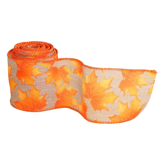 Clearance! Fdelink Fall Autumn Wired Edge Ribbon Thanksgiving Wired Ribbon Pumpkin Maple Leaf Truck Wired Ribbon Wrapping Crafts Ribbon for Autumn Decorations Ribbon Ribbon