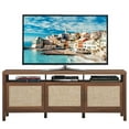 thumbnail image 1 of Giantex Mid-Century TV Stand, Entertainment Center w/3 Rattan Doors & Interior Adjustable Storage Shelves, Walnut, 1 of 6